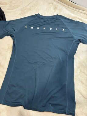 YoungLA Men's Short-Sleeve Swim Rash Guard - Teal Blue